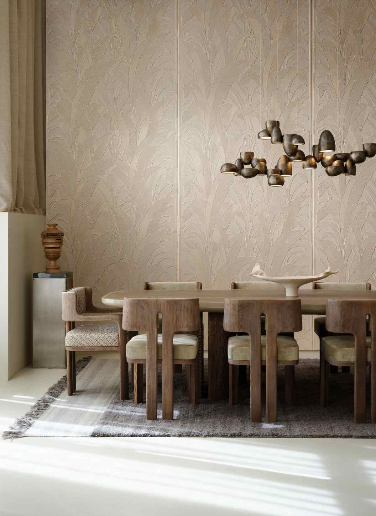 Dining room with Aranya wallcovering by Arte